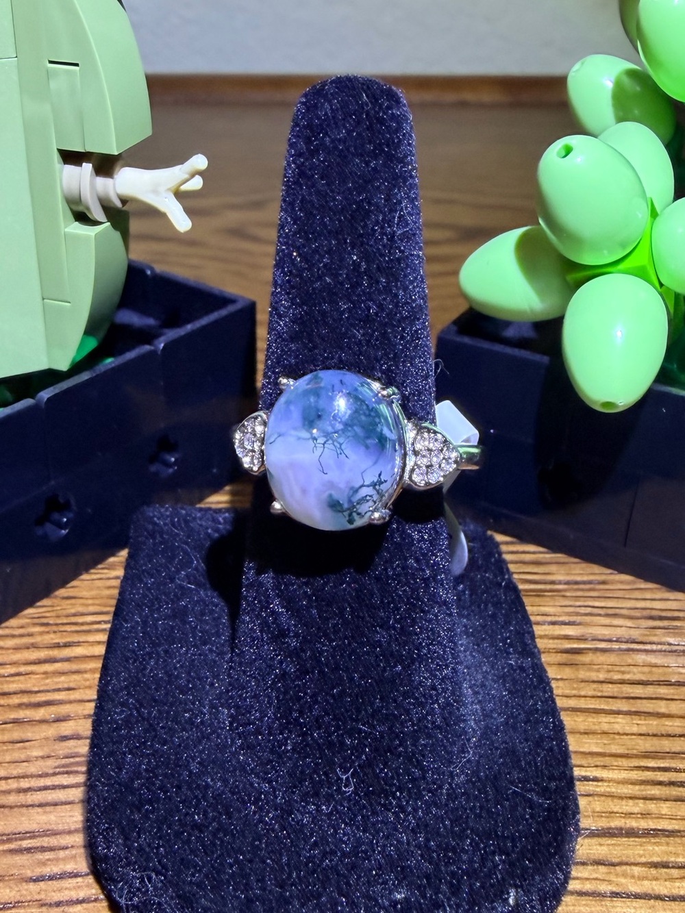 Stainless Steel Moss Agate Ring - Picture 2 of 9